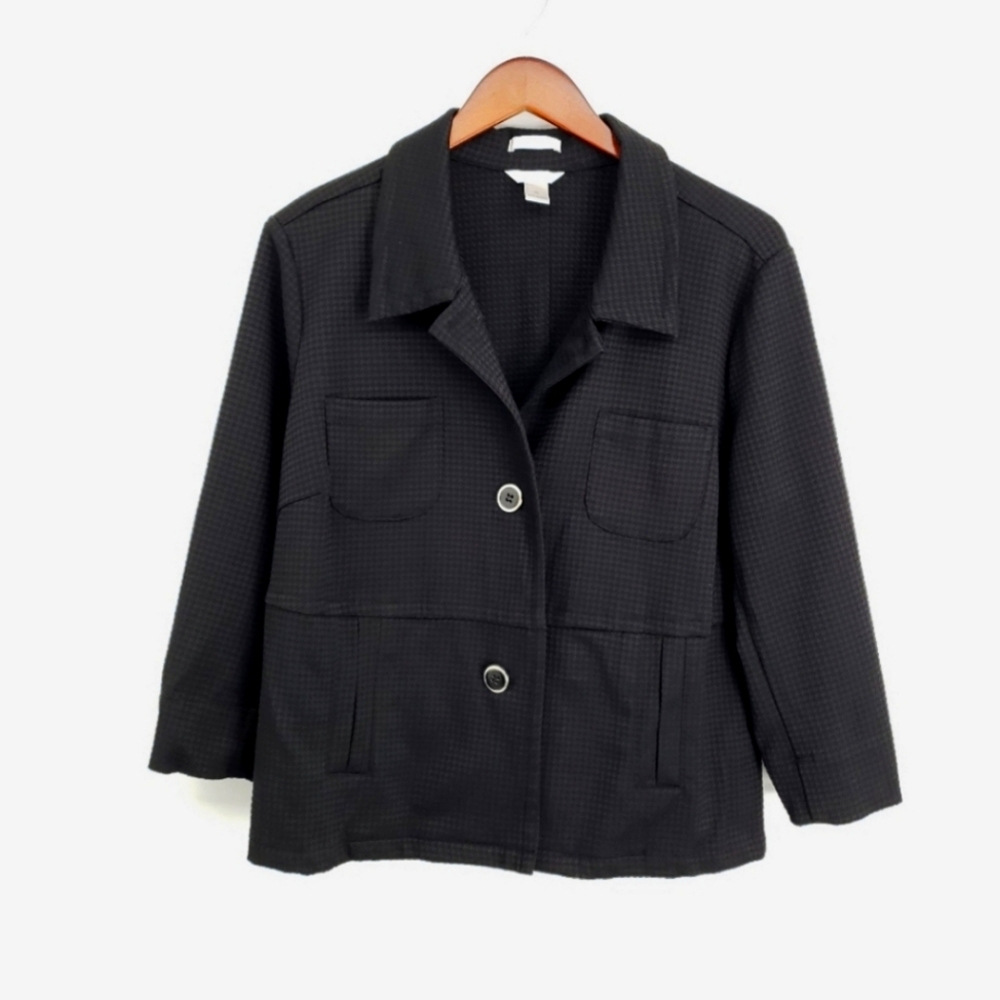 Christopher & Banks Black Blazer Size Small Pocket Details 3 Button